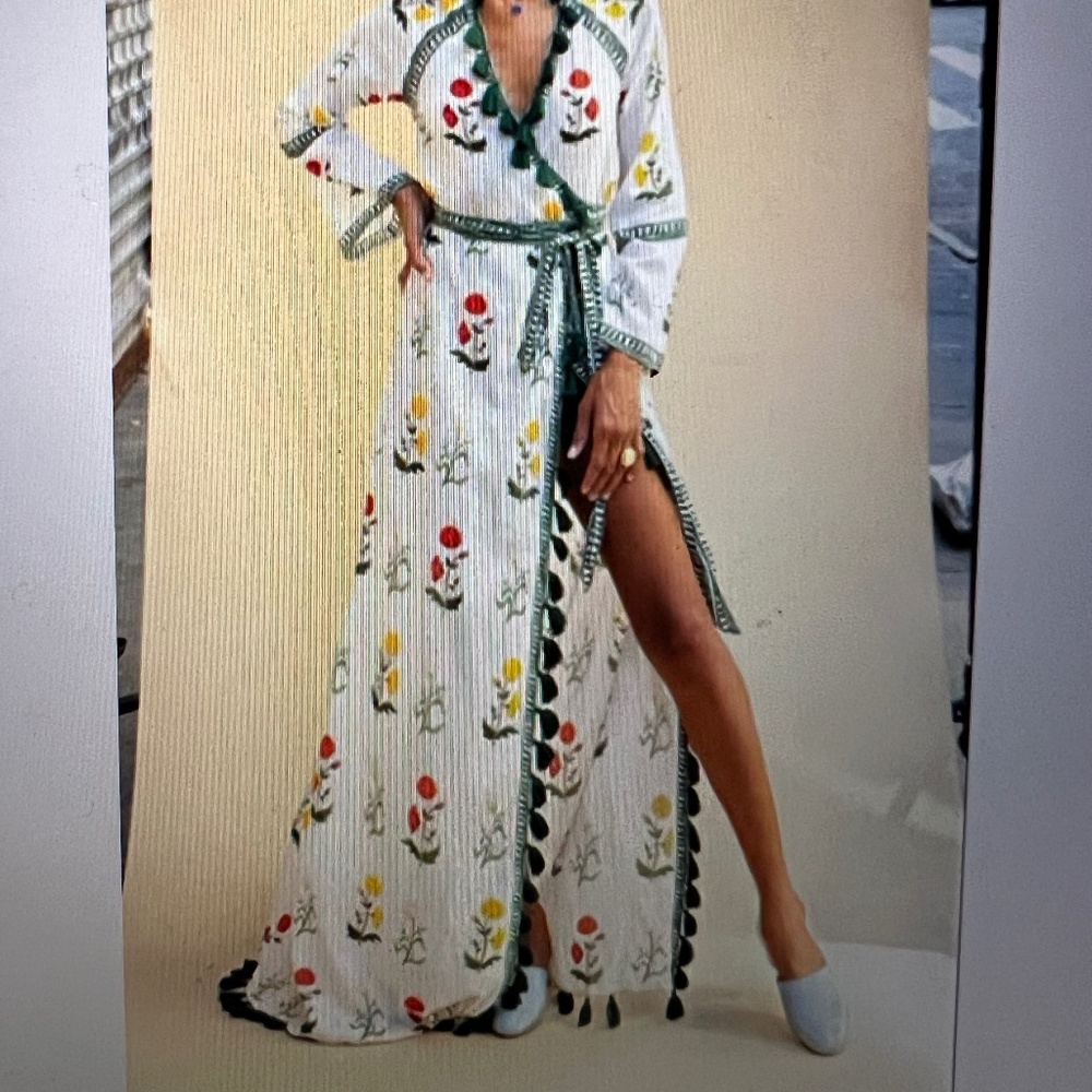 Rhode Resort Floral Maxi Wrap‎ Long Dress Size S Tasseled Resort Wear